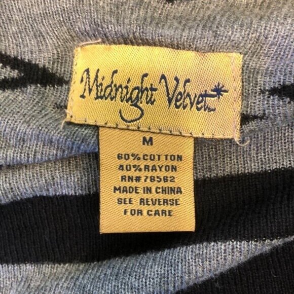 Midnight Velvet Black & Gray Open Front Shawl Sweater Geometric Print Medium - Picture 6 of 6